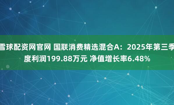 雪球配资网官网 国联消费精选混合A：2025年第三季度利润199.88万元 净值增长率6.48%