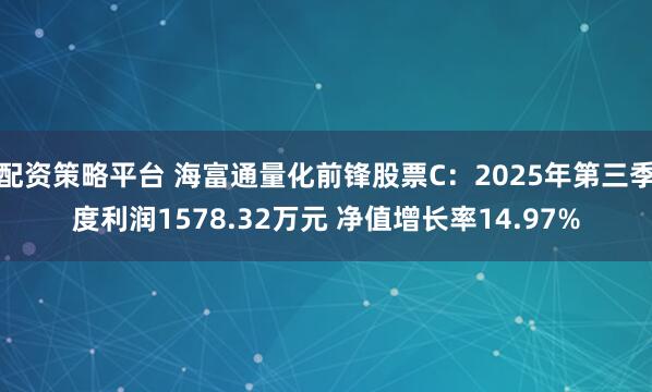 配资策略平台 海富通量化前锋股票C：2025年第三季度利润1578.32万元 净值增长率14.97%
