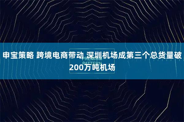 申宝策略 跨境电商带动 深圳机场成第三个总货量破200万吨机场